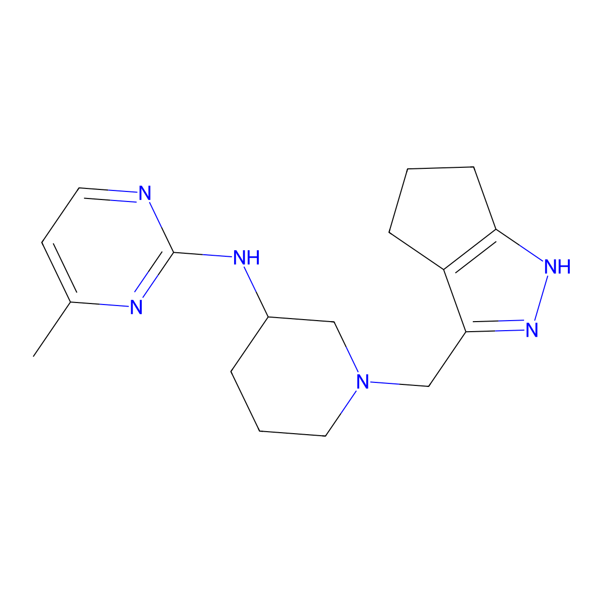 N-[1-({1H,4H,5H,6H-cyclopenta[c]pyrazol-3-yl}methyl)piperidin-3-yl]-4-methylpyrimidin-2-amine molecular structure, CAS 3054619-15-4