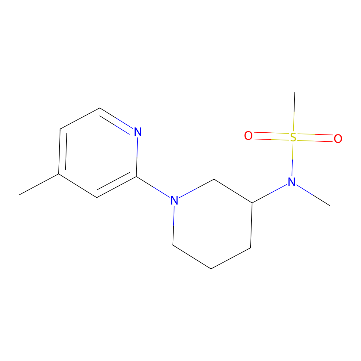 N-methyl-N-[1-(4-methylpyridin-2-yl)piperidin-3-yl]methanesulfonamide molecular structure, CAS 3054619-18-7