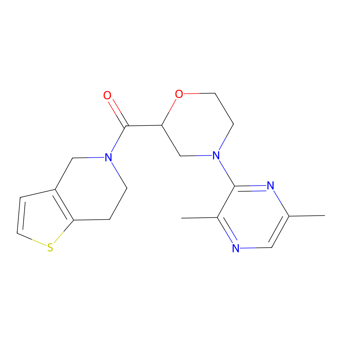 4-(3,6-dimethylpyrazin-2-yl)-2-{4H,5H,6H,7H-thieno[3,2-c]pyridine-5-carbonyl}morpholine molecular structure, CAS 3054619-19-8