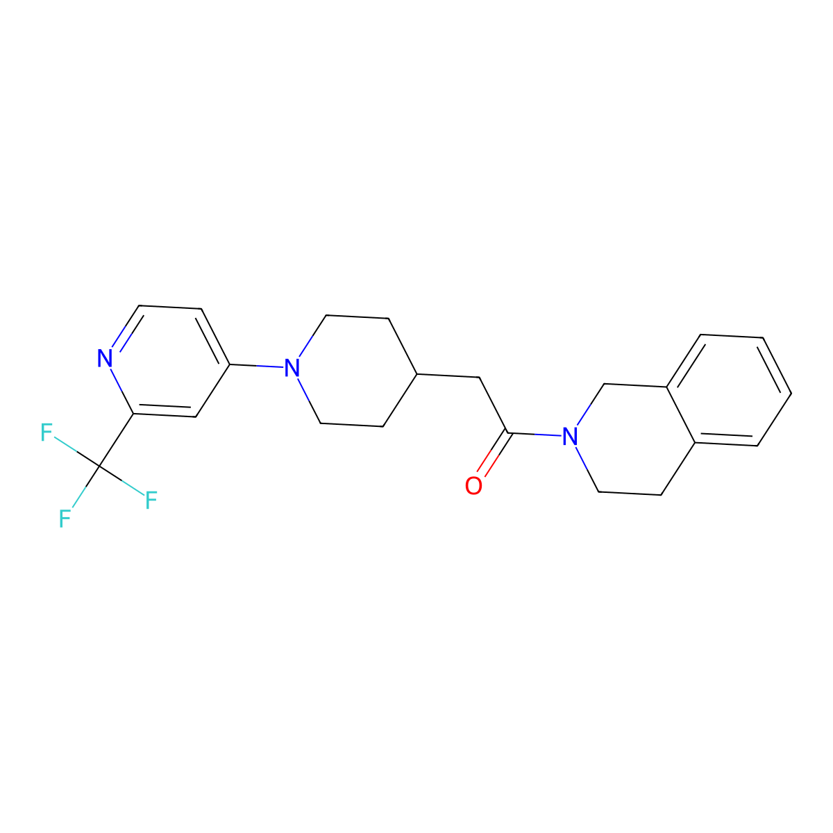 1-(1,2,3,4-Tetrahydroisoquinolin-2-yl)-2-{1-[2-(trifluoromethyl)pyridin-4-yl]piperidin-4-yl}ethan-1-one molecular structure, CAS 3054619-22-3
