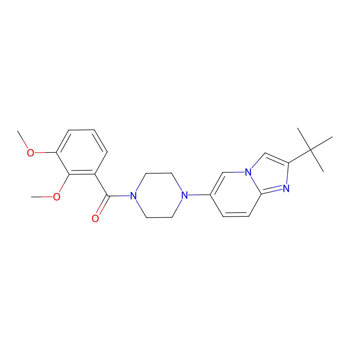 1-{2-Tert-butylimidazo[1,2-a]pyridin-6-yl}-4-(2,3-dimethoxybenzoyl)piperazine molecular structure, CAS 3054619-24-5