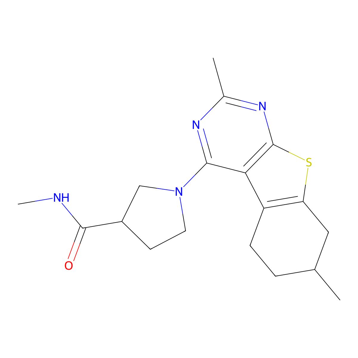 1-{5,11-dimethyl-8-thia-4,6-diazatricyclo[7.4.0.0(2),]trideca-1(9),2,4,6-tetraen-3-yl}-N-methylpyrrolidine-3-carboxamide molecular structure, CAS 3054619-26-7