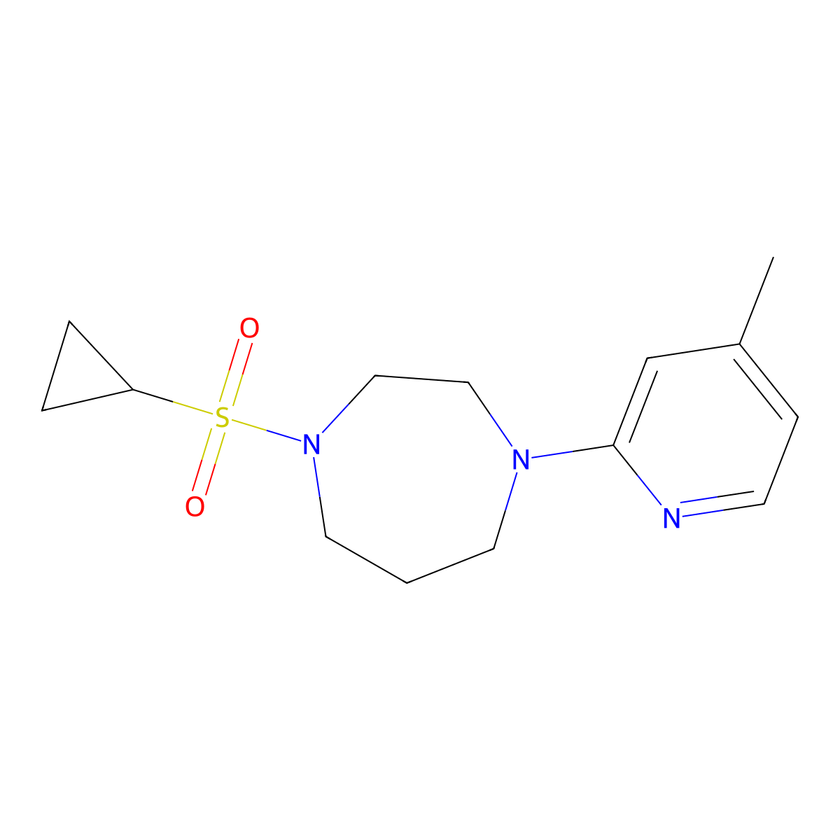 1-(Cyclopropanesulfonyl)-4-(4-methylpyridin-2-yl)-1,4-diazepane molecular structure, CAS 3054619-28-9