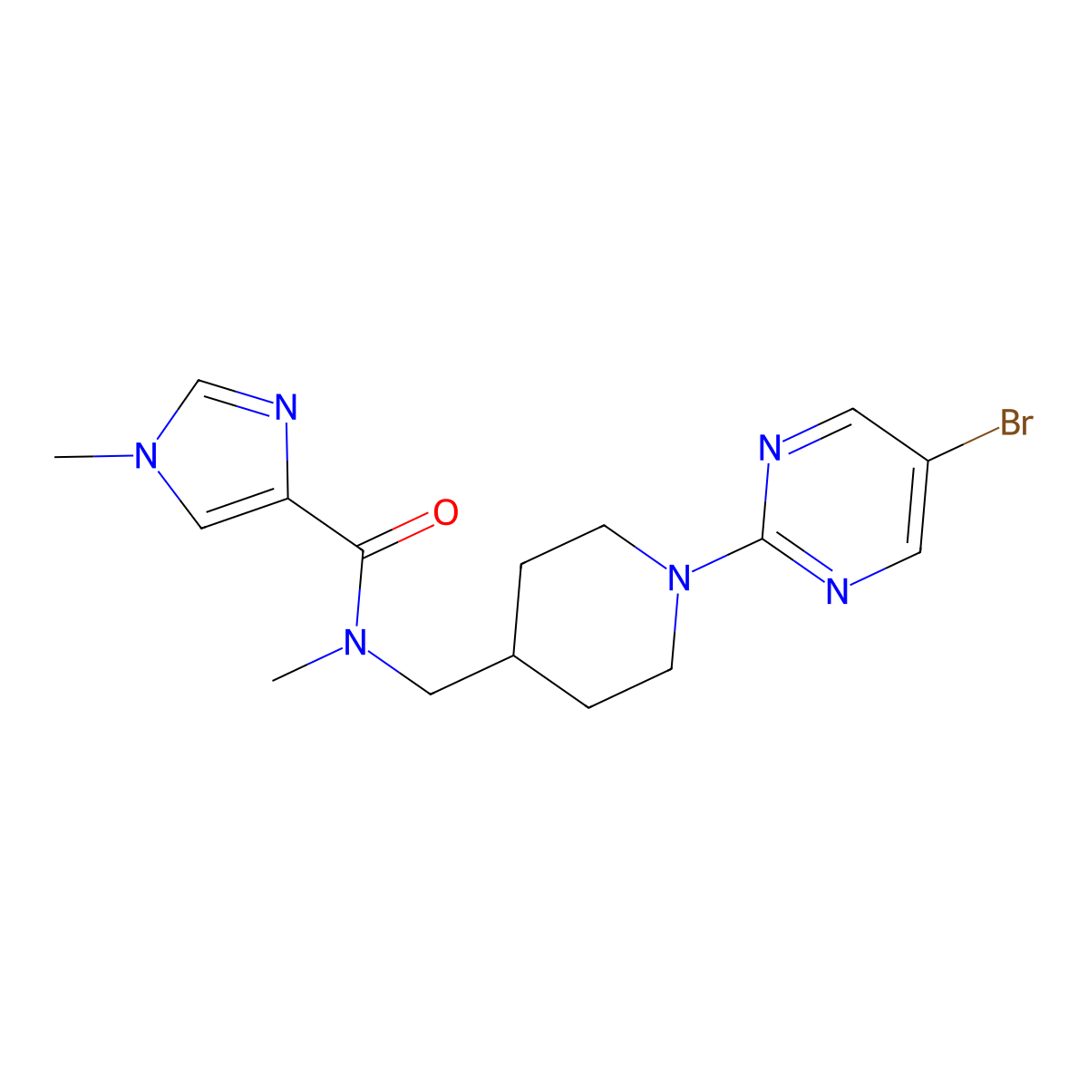 N-{[1-(5-bromopyrimidin-2-yl)piperidin-4-yl]methyl}-N,1-dimethyl-1H-imidazole-4-carboxamide molecular structure, CAS 3054619-30-3