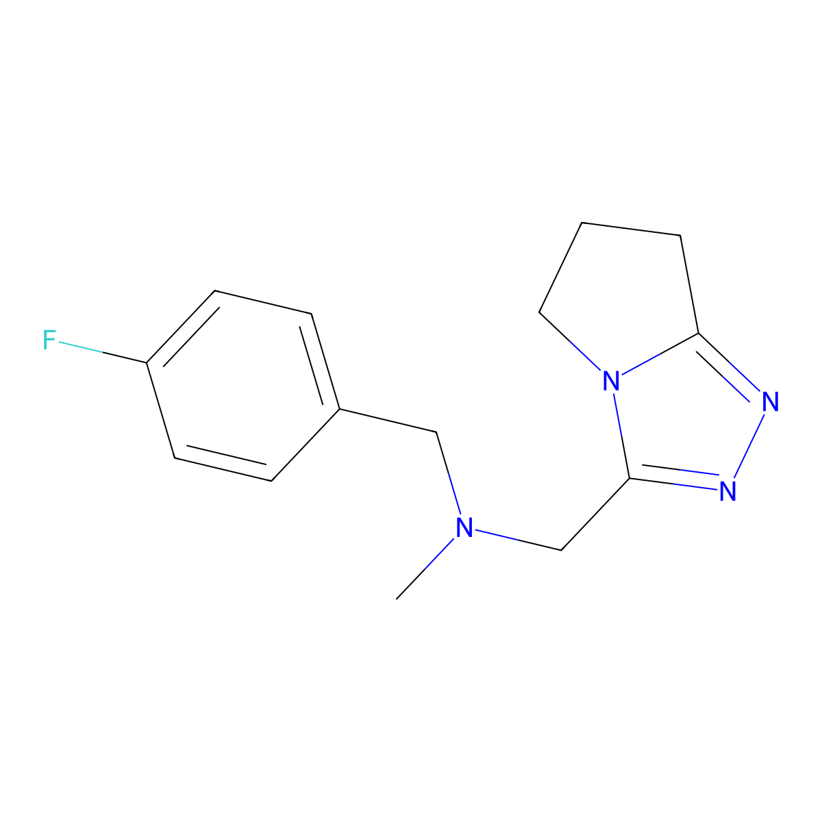[(4-fluorophenyl)methyl](methyl)({5H,6H,7H-pyrrolo[2,1-c][1,2,4]triazol-3-yl}methyl)amine molecular structure, CAS 3054619-32-5