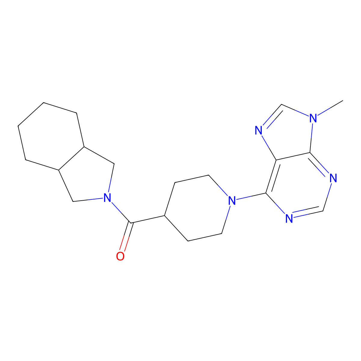 9-methyl-6-[4-(octahydro-1H-isoindole-2-carbonyl)piperidin-1-yl]-9H-purine molecular structure, CAS 3054619-35-8