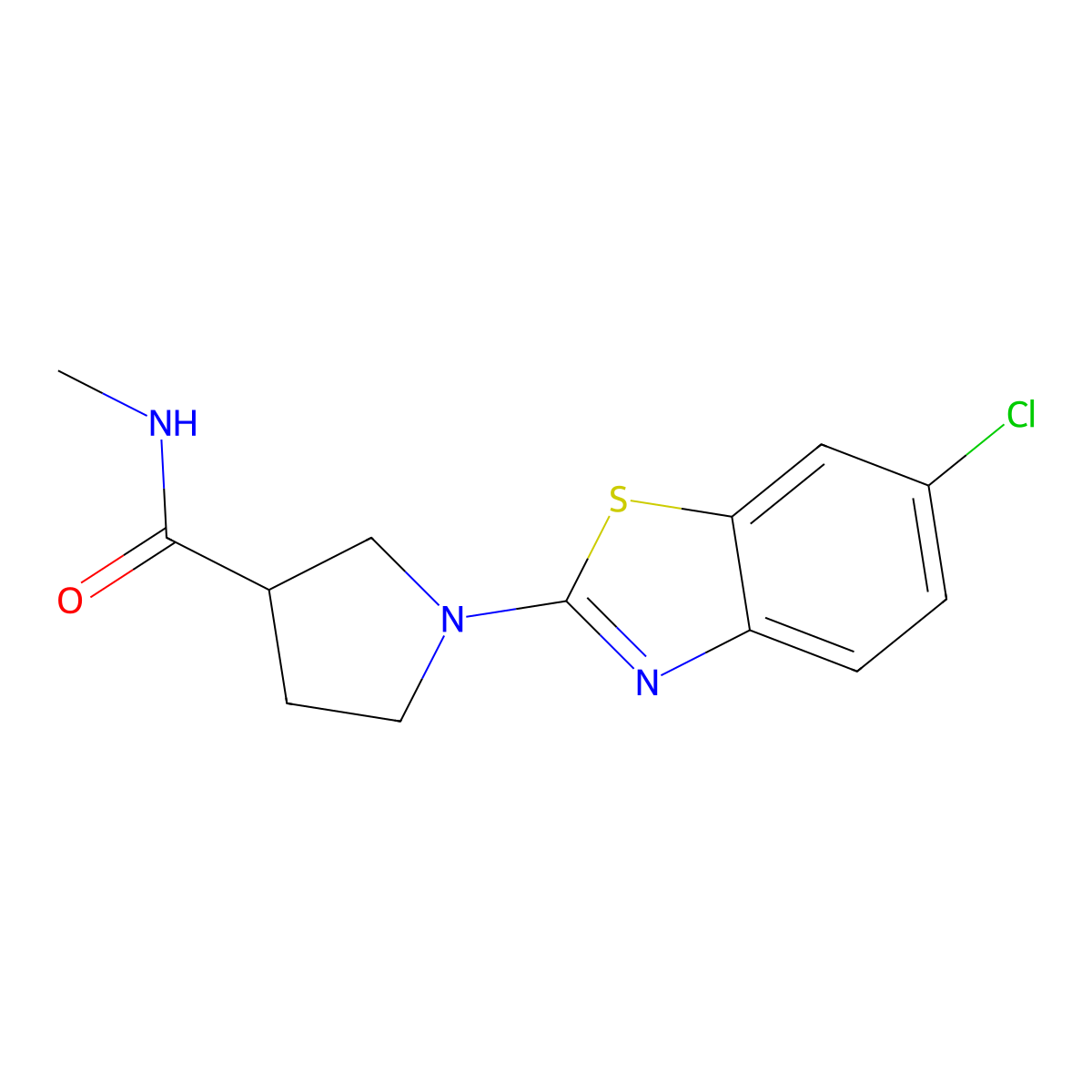 1-(6-chloro-1,3-benzothiazol-2-yl)-N-methylpyrrolidine-3-carboxamide molecular structure, CAS 3054619-42-7