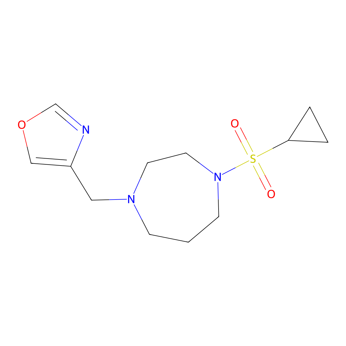 1-(Cyclopropanesulfonyl)-4-[(1,3-oxazol-4-yl)methyl]-1,4-diazepane molecular structure, CAS 3054619-48-3
