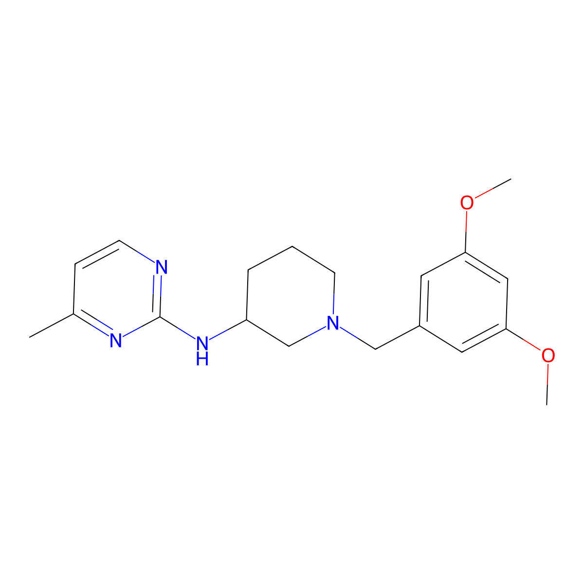 N-{1-[(3,5-dimethoxyphenyl)methyl]piperidin-3-yl}-4-methylpyrimidin-2-amine molecular structure, CAS 3054619-53-0