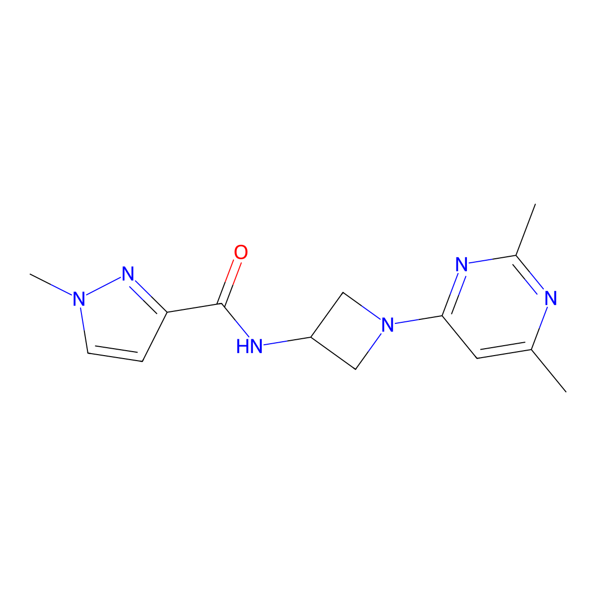 N-[1-(2,6-dimethylpyrimidin-4-yl)azetidin-3-yl]-1-methyl-1H-pyrazole-3-carboxamide molecular structure, CAS 3054619-57-4