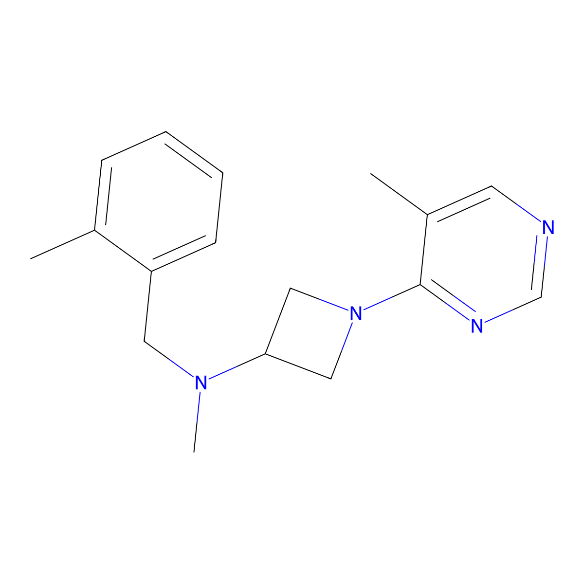 N-methyl-N-[(2-methylphenyl)methyl]-1-(5-methylpyrimidin-4-yl)azetidin-3-amine molecular structure, CAS 3054619-58-5