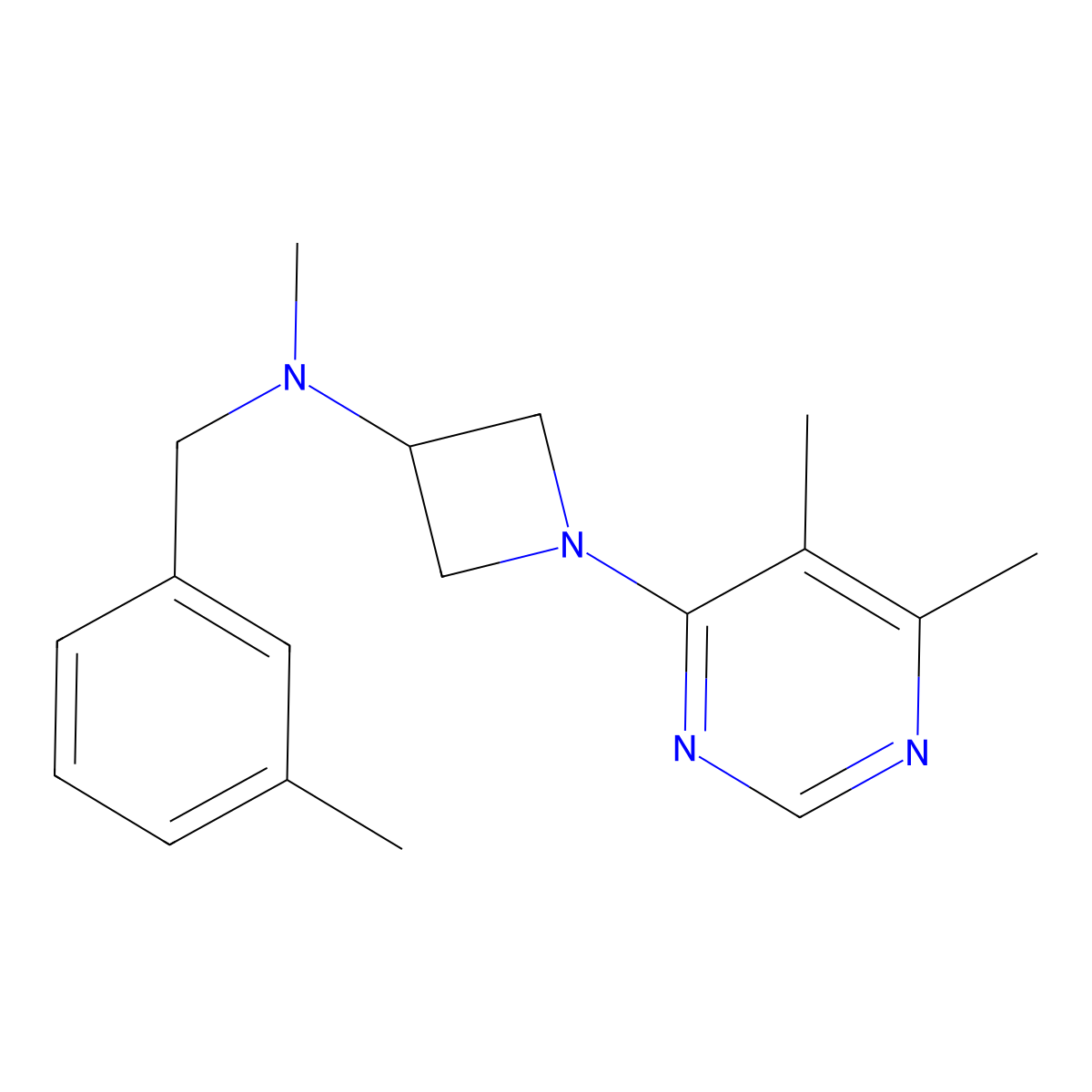 1-(5,6-dimethylpyrimidin-4-yl)-N-methyl-N-[(3-methylphenyl)methyl]azetidin-3-amine molecular structure, CAS 3054619-68-7