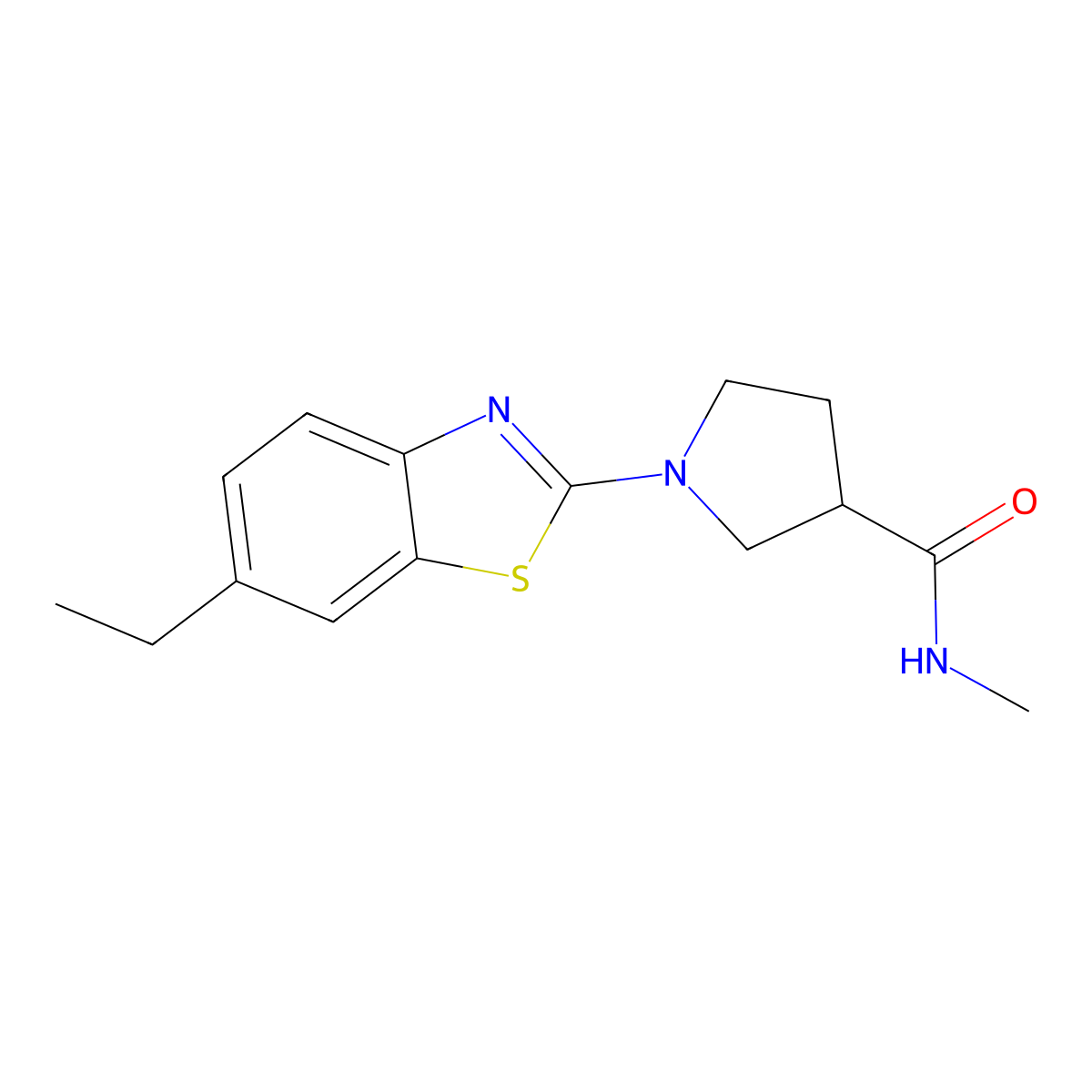 1-(6-ethyl-1,3-benzothiazol-2-yl)-N-methylpyrrolidine-3-carboxamide molecular structure, CAS 3054619-77-8