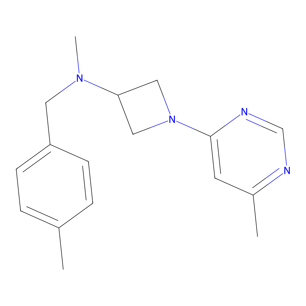 N-methyl-N-[(4-methylphenyl)methyl]-1-(6-methylpyrimidin-4-yl)azetidin-3-amine molecular structure, CAS 3054619-84-7