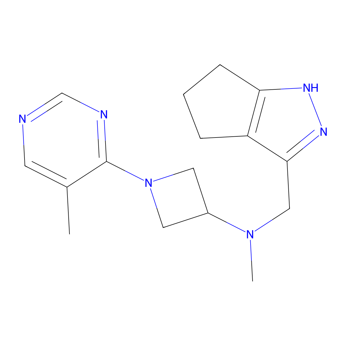 N-({1H,4H,5H,6H-cyclopenta[c]pyrazol-3-yl}methyl)-N-methyl-1-(5-methylpyrimidin-4-yl)azetidin-3-amine molecular structure, CAS 3054619-85-8