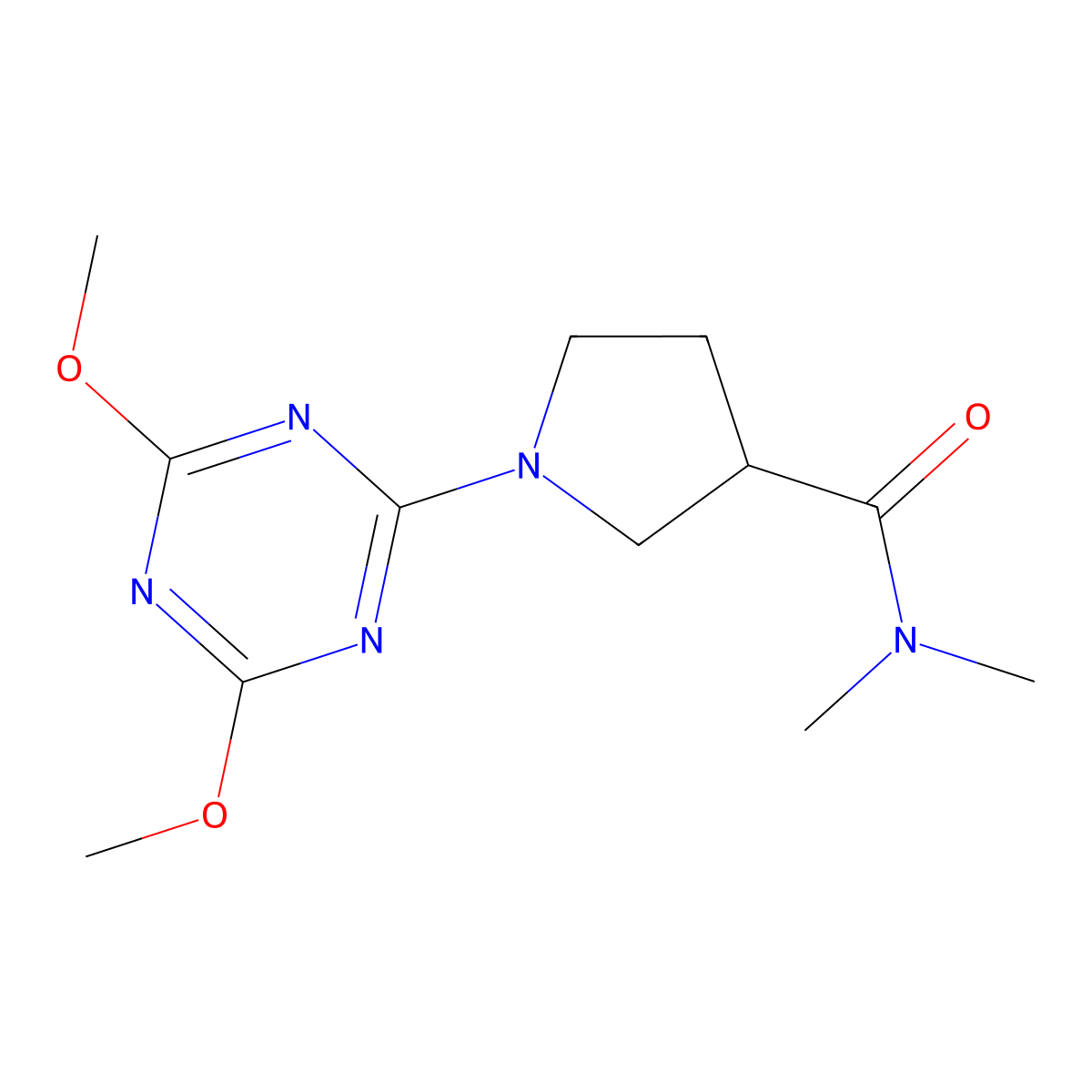 1-(4,6-dimethoxy-1,3,5-triazin-2-yl)-N,N-dimethylpyrrolidine-3-carboxamide molecular structure, CAS 3054619-90-5