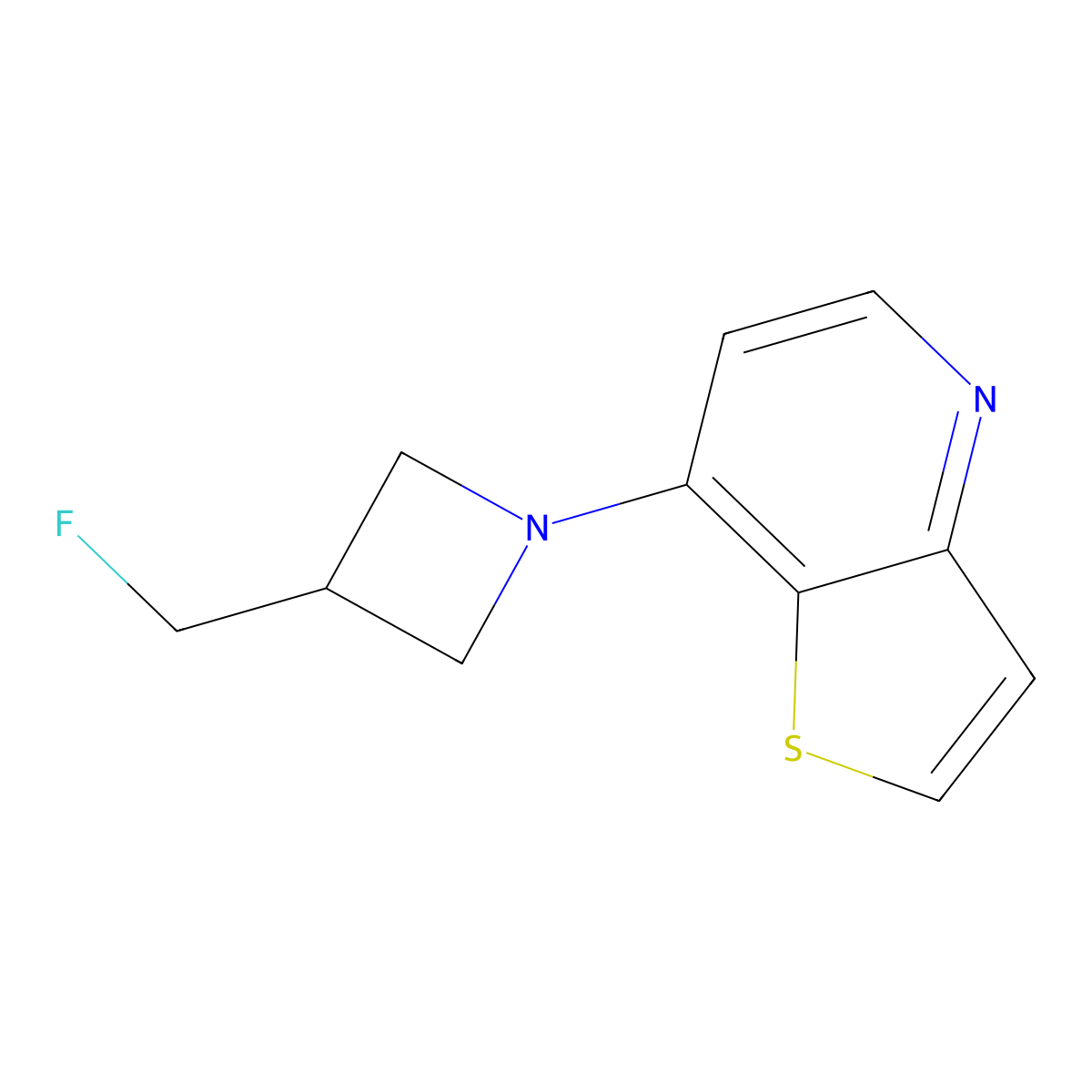 3-(Fluoromethyl)-1-{thieno[3,2-b]pyridin-7-yl}azetidine molecular structure, CAS 3054619-95-0