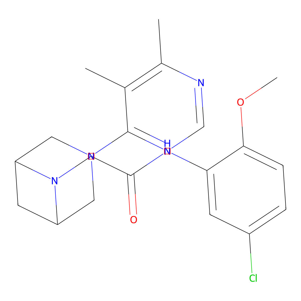 N-(5-chloro-2-methoxyphenyl)-2-[3-(5,6-dimethylpyrimidin-4-yl)-3,6-diazabicyclo[3.1.1]heptan-6-yl]acetamide molecular structure, CAS 3054619-97-2