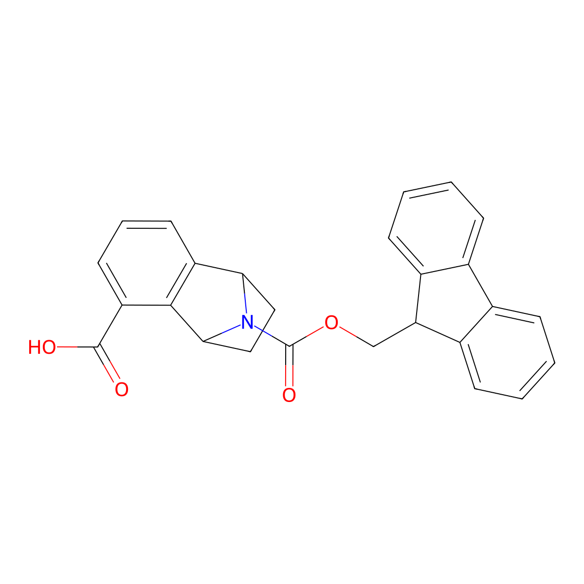 11-{[(9H-Fluoren-9-yl)methoxy]carbonyl}-11-azatricyclo[6.2.1.0,{2,7}]undeca-2,4,6-triene-3-carboxylic acid molecular structure, CAS 3054620-00-4