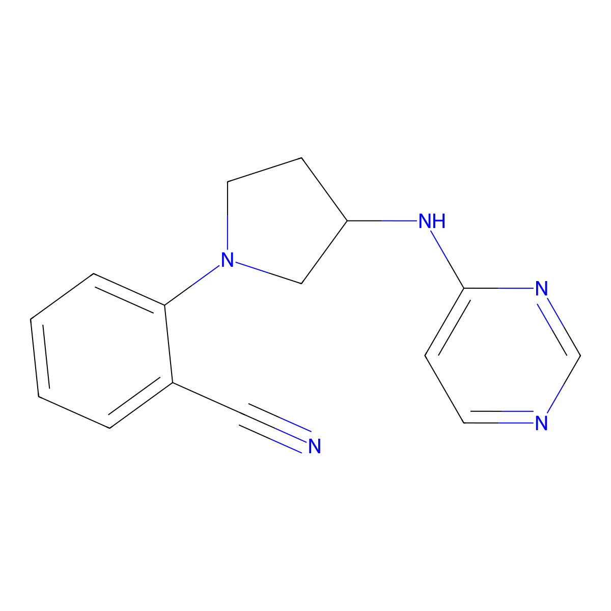 2-[3-(Pyrimidin-4-ylamino)pyrrolidin-1-yl]benzonitrile molecular structure, CAS 3054620-01-5