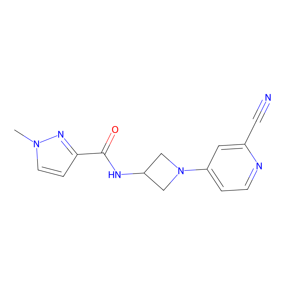 N-[1-(2-cyanopyridin-4-yl)azetidin-3-yl]-1-methyl-1H-pyrazole-3-carboxamide molecular structure, CAS 3054620-02-6