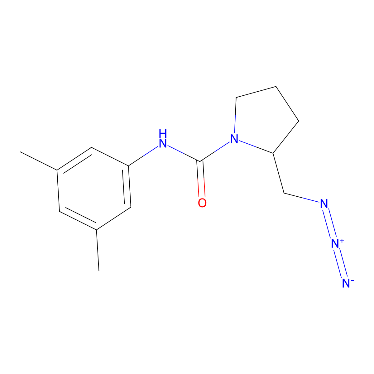 2-(azidomethyl)-N-(3,5-dimethylphenyl)pyrrolidine-1-carboxamide molecular structure, CAS 3054620-11-7