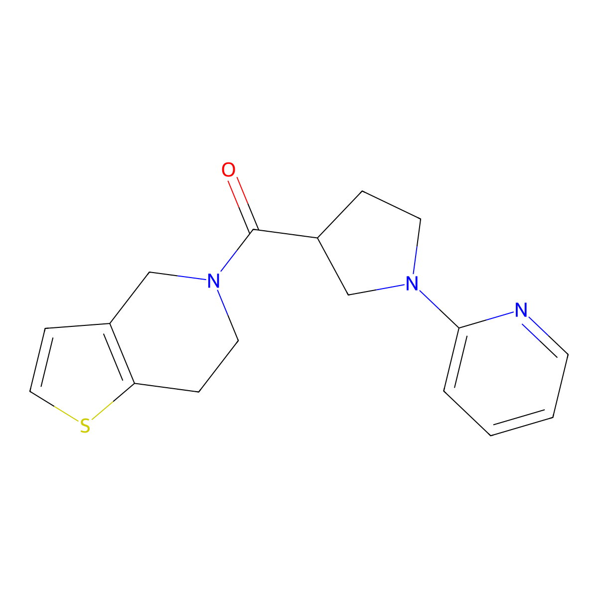 2-(3-{4H,5H,6H,7H-thieno[3,2-c]pyridine-5-carbonyl}pyrrolidin-1-yl)pyridine molecular structure, CAS 3054620-14-0
