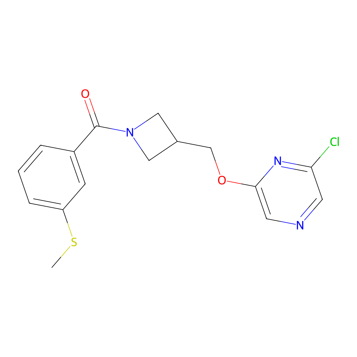 2-Chloro-6-({1-[3-(methylsulfanyl)benzoyl]azetidin-3-yl}methoxy)pyrazine molecular structure, CAS 3054620-17-3