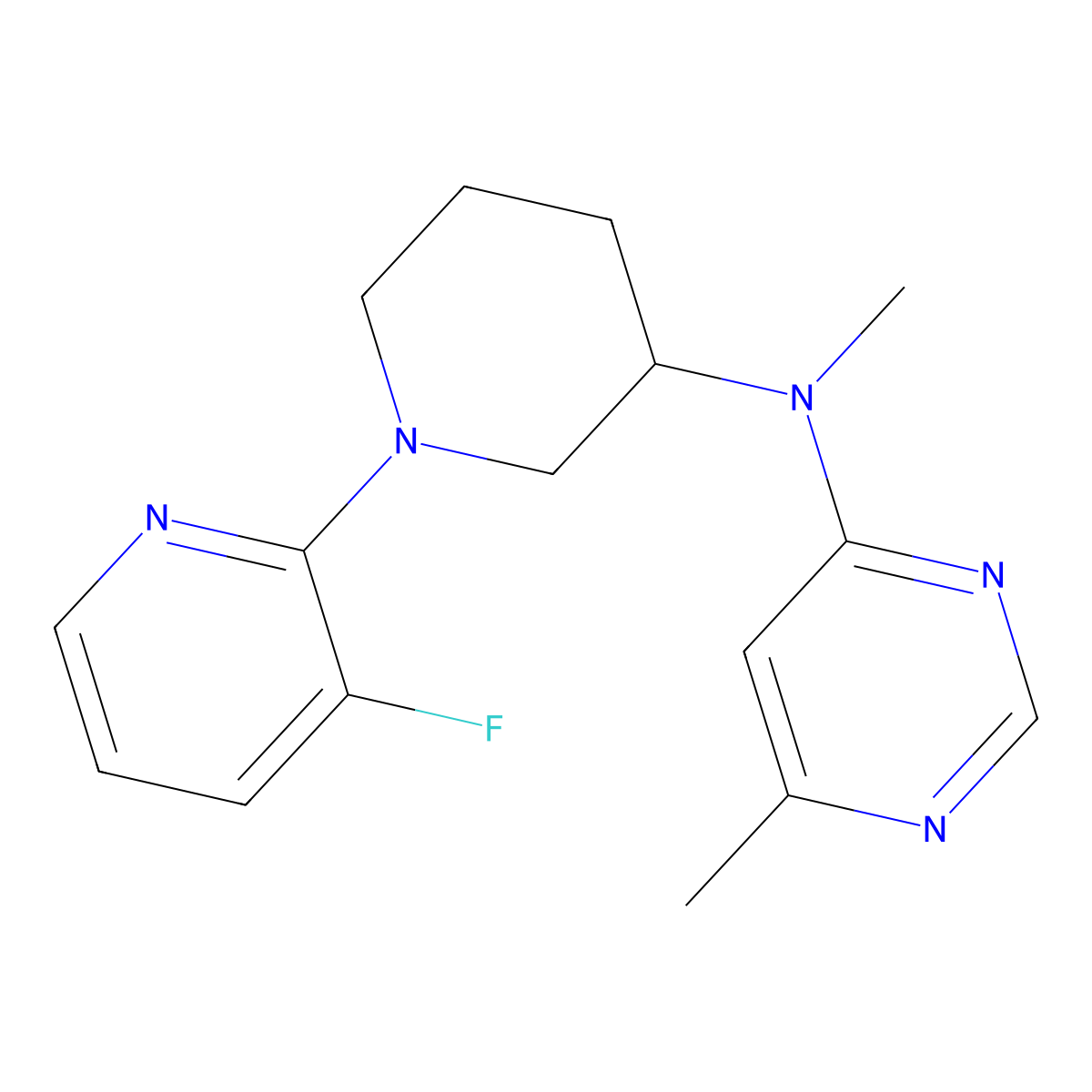 2-(4-{[2-(Dimethylamino)pyrimidin-4-yl](methyl)amino}piperidin-1-yl)-6-fluorobenzonitrile molecular structure, CAS 3054620-18-4