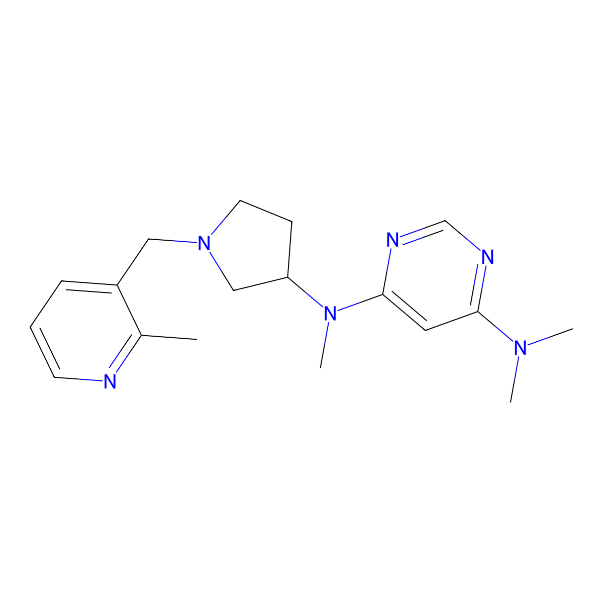 N4,N4,N6-trimethyl-N6-{1-[(2-methylpyridin-3-yl)methyl]pyrrolidin-3-yl}pyrimidine-4,6-diamine molecular structure, CAS 3054620-20-8