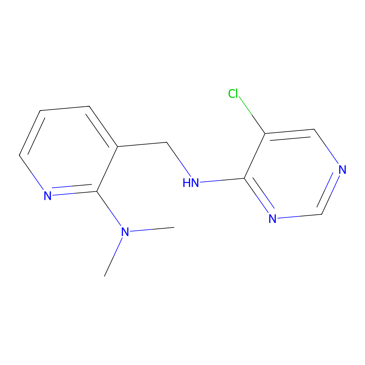 5-chloro-N-[[2-(dimethylamino)pyridin-3-yl]methyl]pyrimidin-4-amine molecular structure, CAS 3054620-21-9