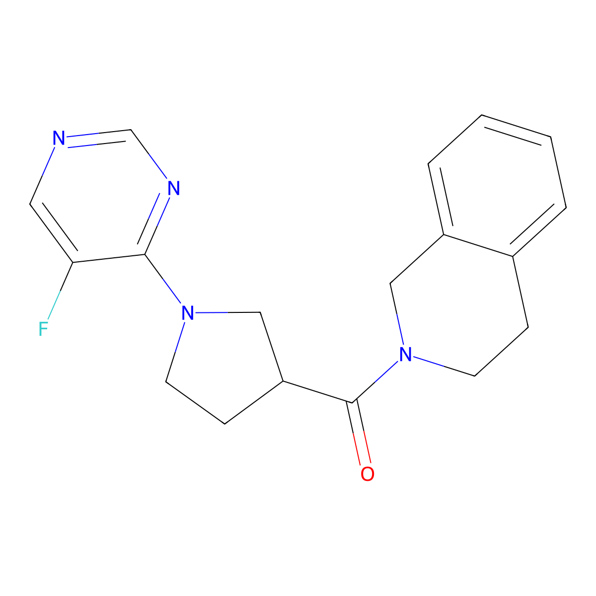 2-[1-(5-Fluoropyrimidin-4-yl)pyrrolidine-3-carbonyl]-1,2,3,4-tetrahydroisoquinoline molecular structure, CAS 3054620-29-7