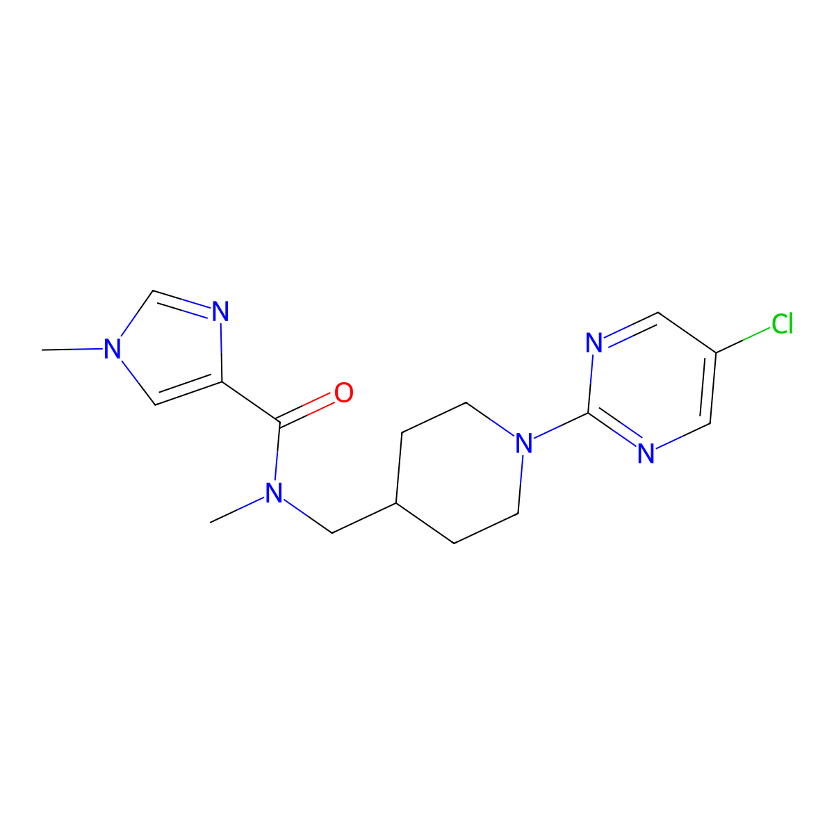 N-{[1-(5-chloropyrimidin-2-yl)piperidin-4-yl]methyl}-N,1-dimethyl-1H-imidazole-4-carboxamide molecular structure, CAS 3054620-32-2