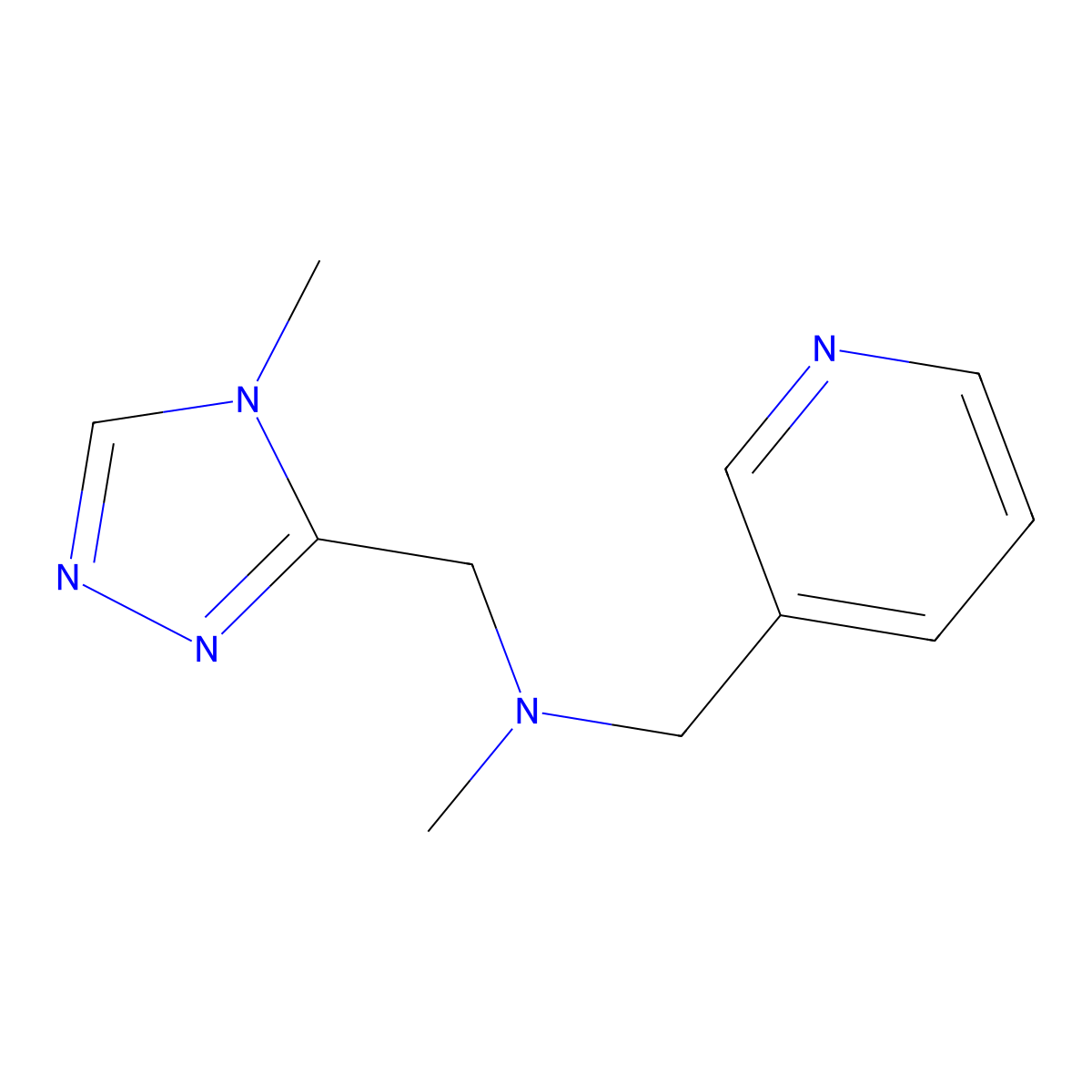methyl[(4-methyl-4H-1,2,4-triazol-3-yl)methyl][(pyridin-3-yl)methyl]amine molecular structure, CAS 3054620-36-6
