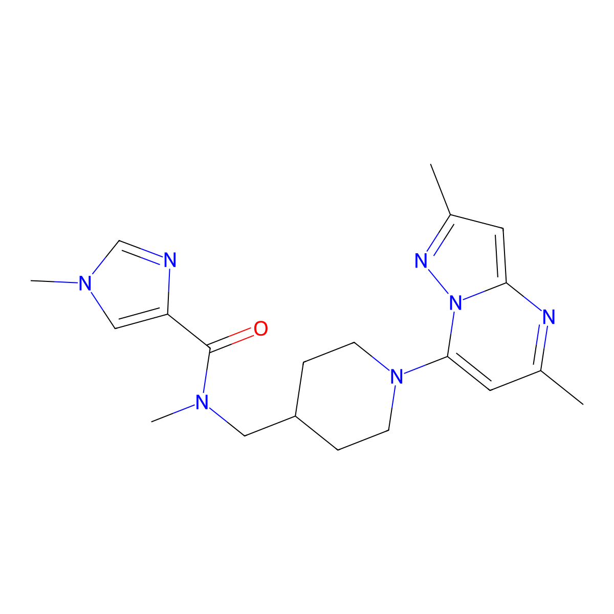 N-[(1-{2,5-dimethylpyrazolo[1,5-a]pyrimidin-7-yl}piperidin-4-yl)methyl]-N,1-dimethyl-1H-imidazole-4-carboxamide molecular structure, CAS 3054620-47-9