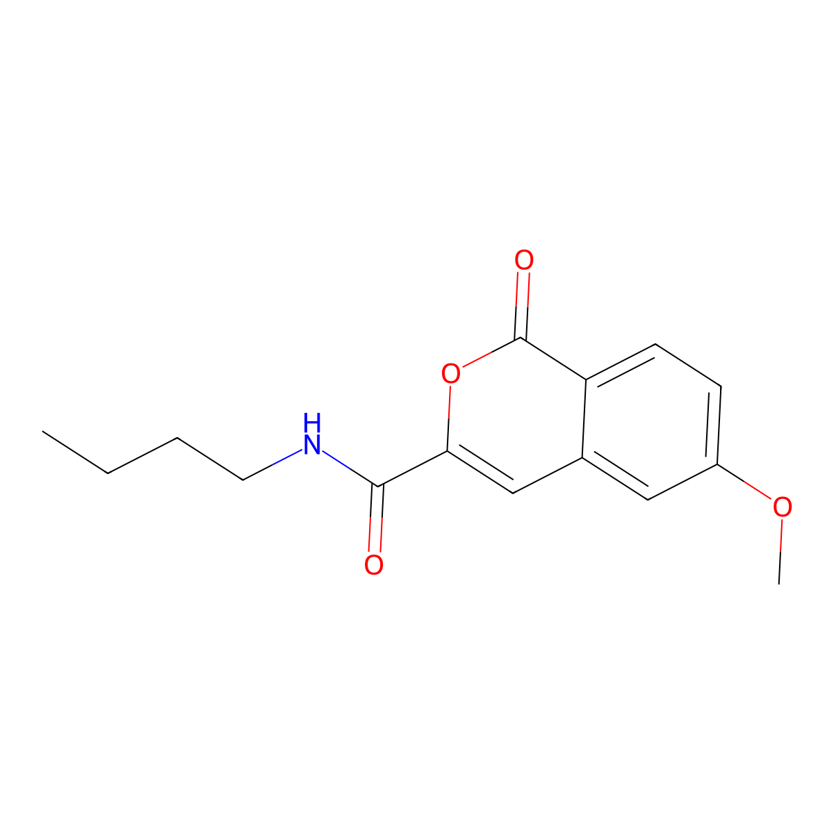 N-butyl-6-methoxy-1-oxo-1H-isochromene-3-carboxamide molecular structure, CAS 3054620-49-1