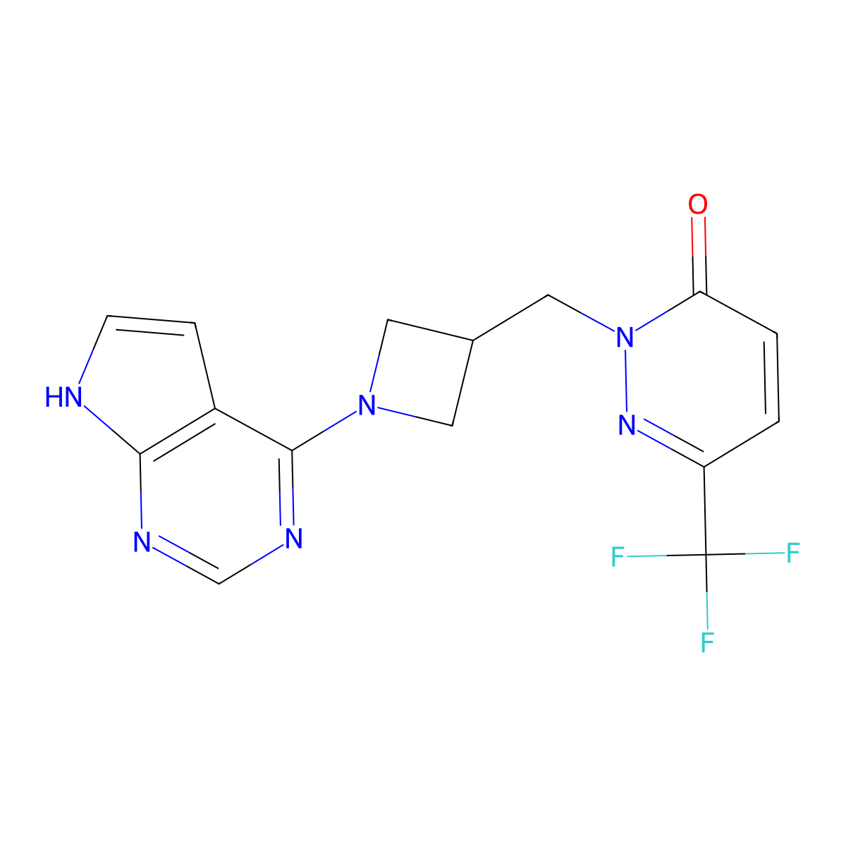 2-[(1-{7H-pyrrolo[2,3-d]pyrimidin-4-yl}azetidin-3-yl)methyl]-6-(trifluoromethyl)-2,3-dihydropyridazin-3-one molecular structure, CAS 3054620-50-4