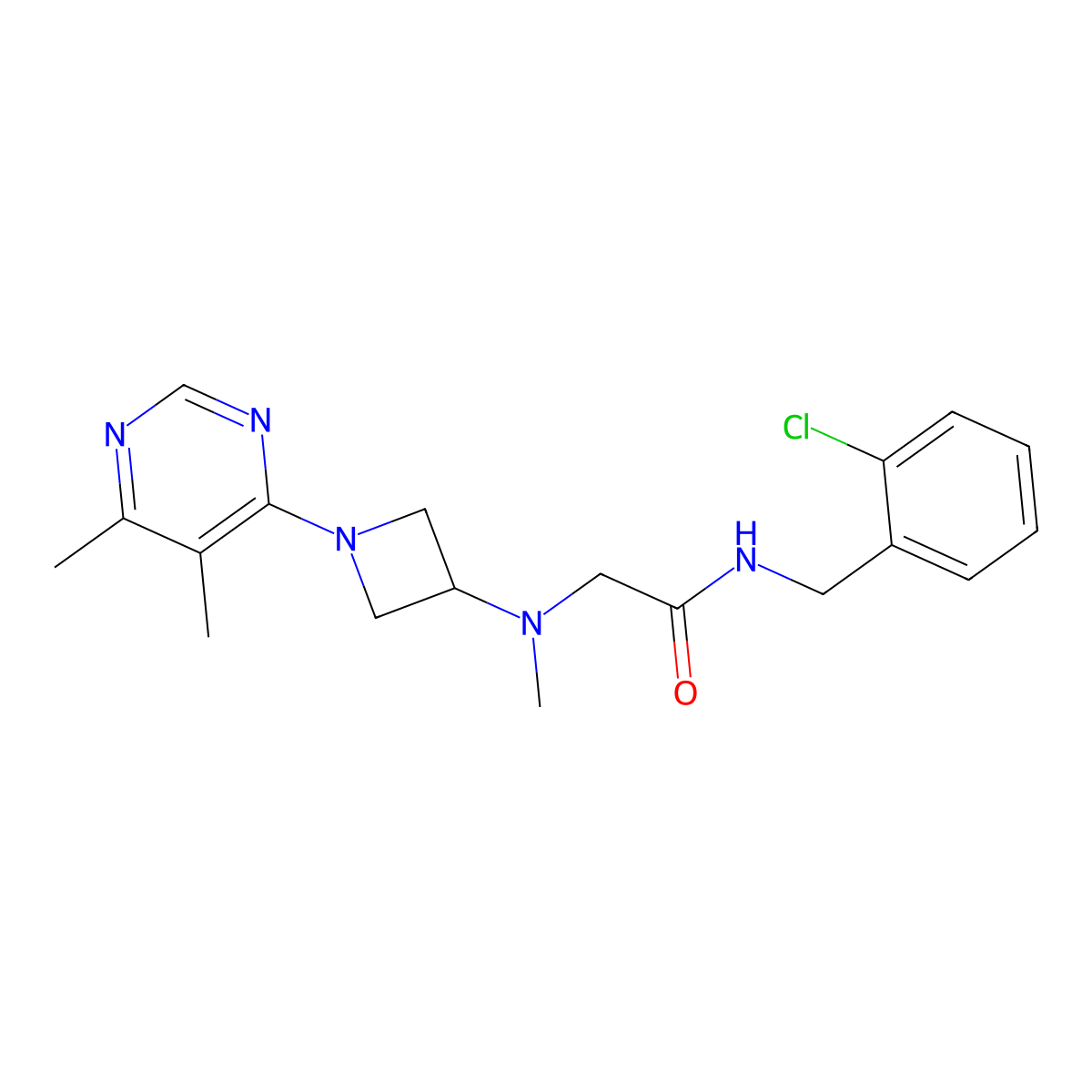 N-[(2-chlorophenyl)methyl]-2-{[1-(5,6-dimethylpyrimidin-4-yl)azetidin-3-yl](methyl)amino}acetamide molecular structure, CAS 3054620-52-6