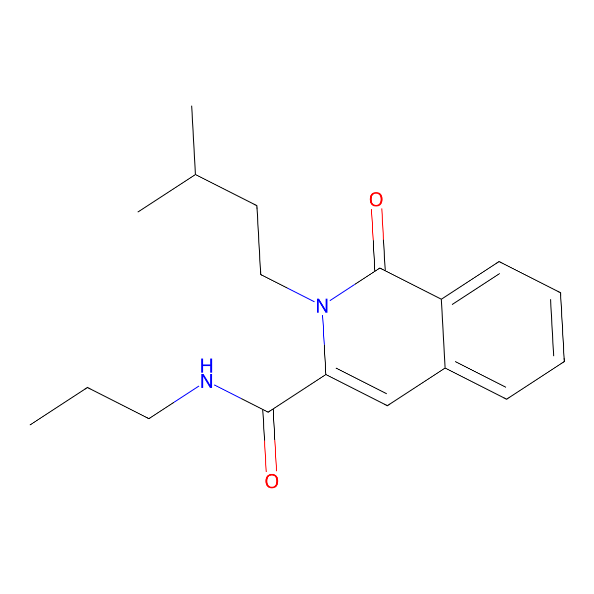 2-(3-methylbutyl)-1-oxo-N-propyl-1,2-dihydroisoquinoline-3-carboxamide molecular structure, CAS 3054620-56-0