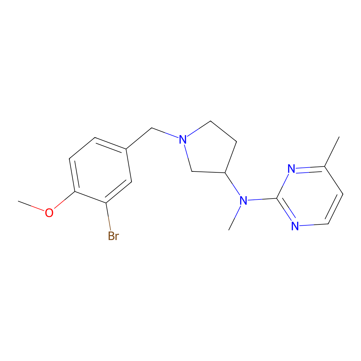 N-{1-[(3-bromo-4-methoxyphenyl)methyl]pyrrolidin-3-yl}-N,4-dimethylpyrimidin-2-amine molecular structure, CAS 3054620-58-2