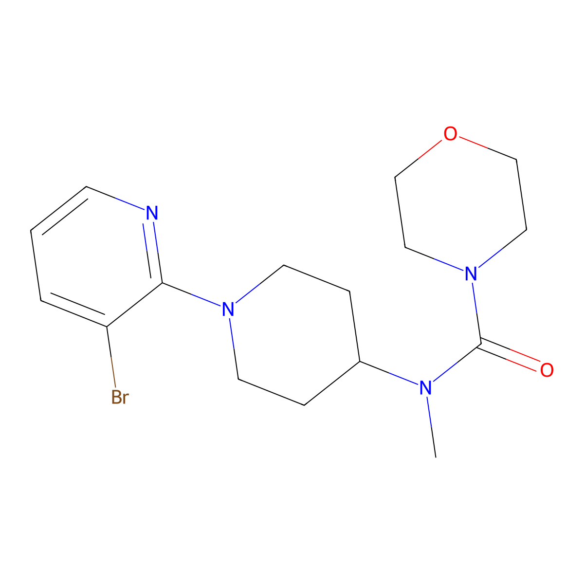 N-[1-(3-bromopyridin-2-yl)piperidin-4-yl]-N-methylmorpholine-4-carboxamide molecular structure, CAS 3054620-61-7