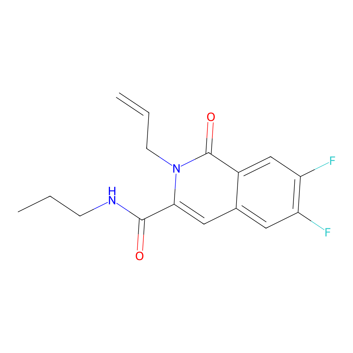 6,7-difluoro-1-oxo-2-prop-2-enyl-N-propylisoquinoline-3-carboxamide molecular structure, CAS 3054620-66-2