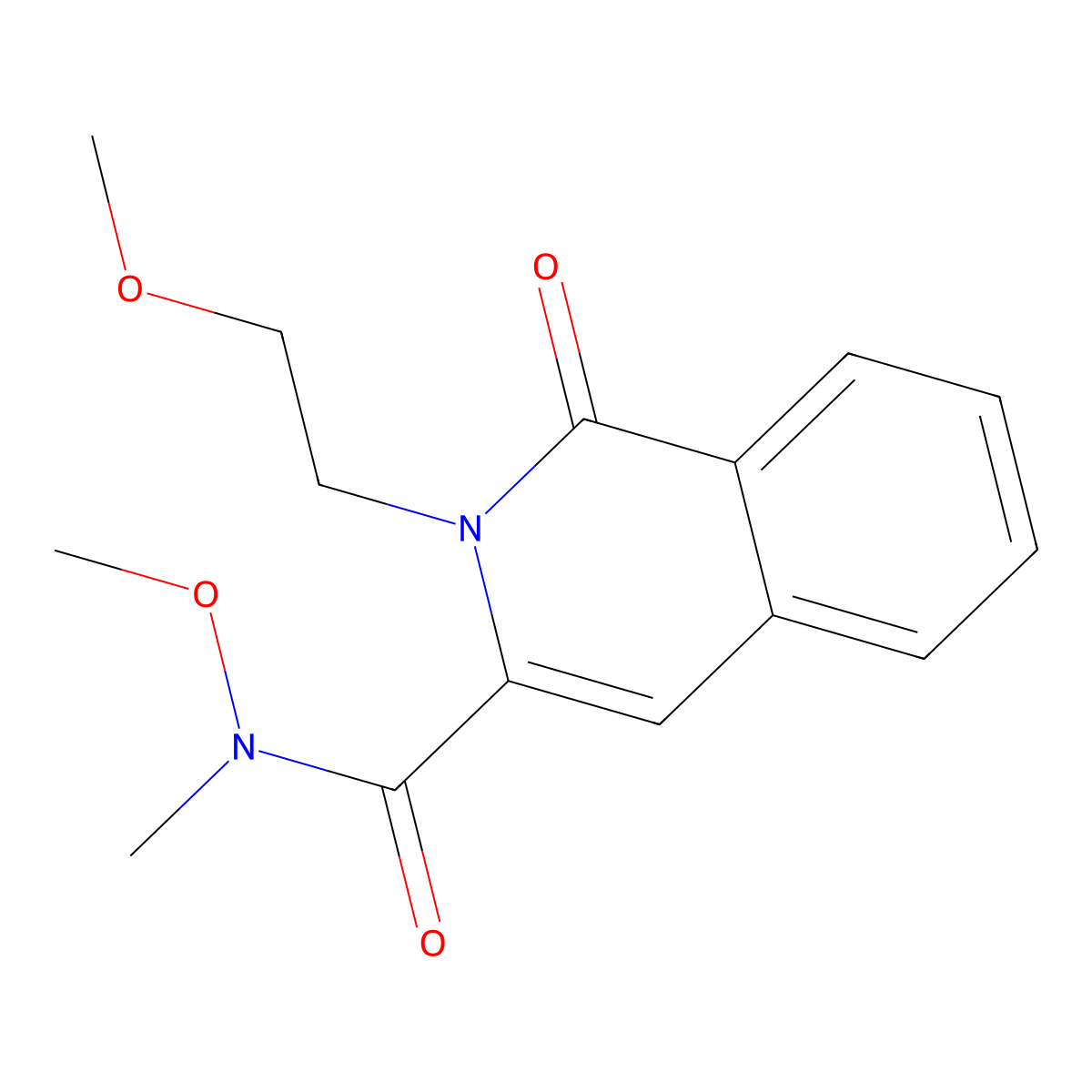N-methoxy-2-(2-methoxyethyl)-N-methyl-1-oxo-1,2-dihydroisoquinoline-3-carboxamide molecular structure, CAS 3054620-67-3
