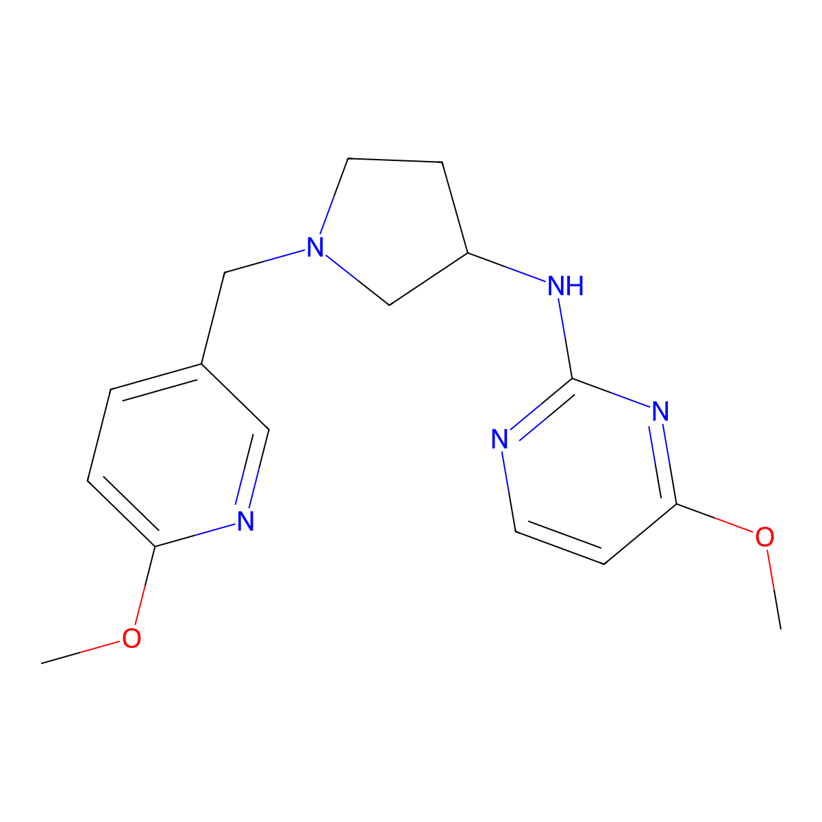 4-methoxy-N-{1-[(6-methoxypyridin-3-yl)methyl]pyrrolidin-3-yl}pyrimidin-2-amine molecular structure, CAS 3054620-71-9