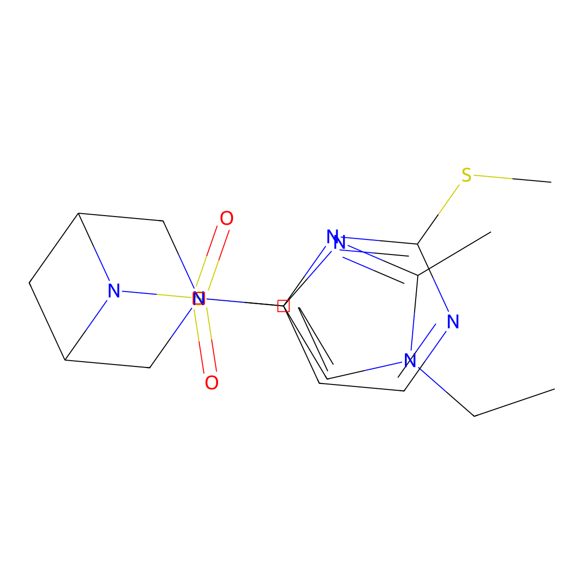 6-[(1-ethyl-2-methyl-1H-imidazol-4-yl)sulfonyl]-3-[2-(methylsulfanyl)pyrimidin-4-yl]-3,6-diazabicyclo[3.1.1]heptane molecular structure, CAS 3054620-75-3