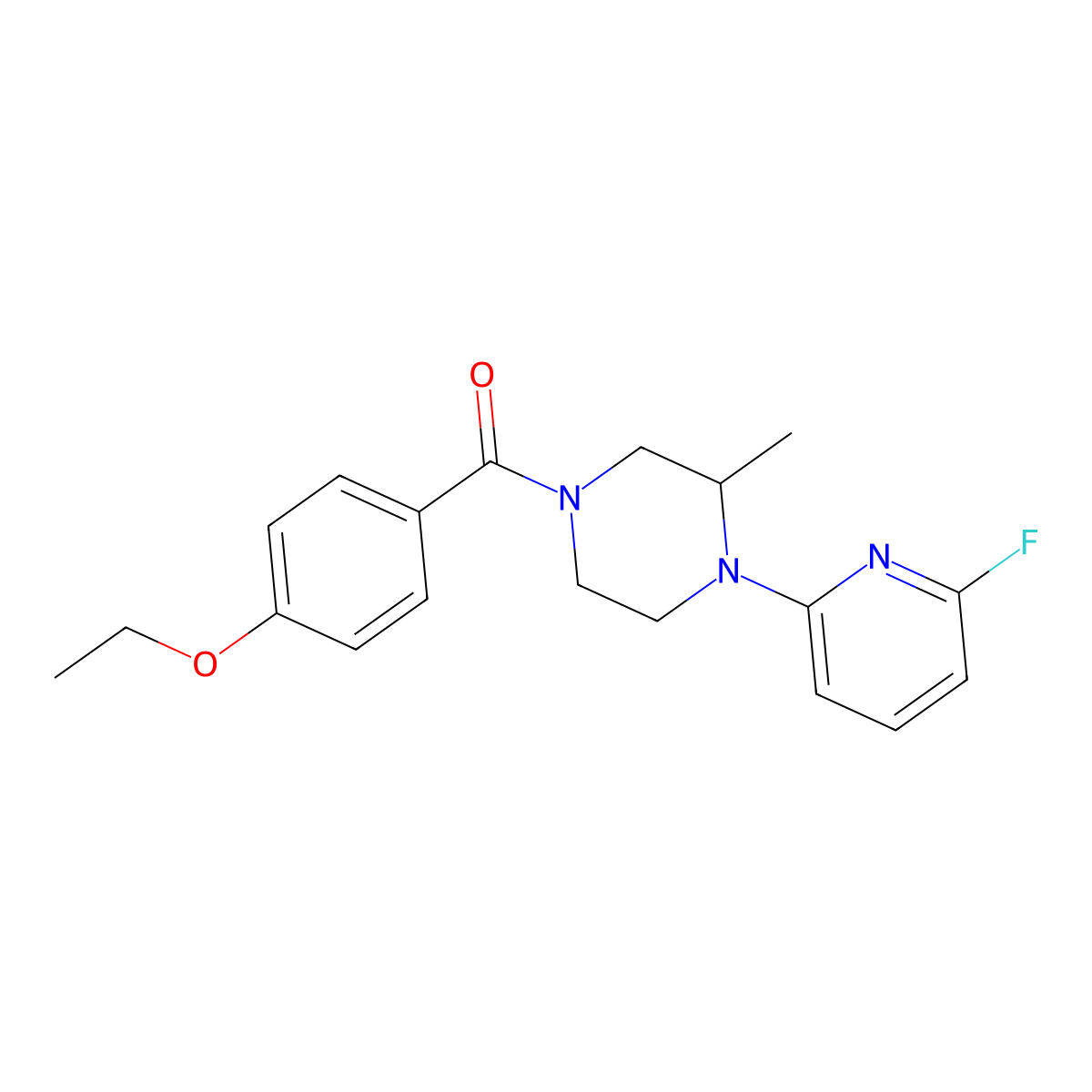 4-(4-Ethoxybenzoyl)-1-(6-fluoropyridin-2-yl)-2-methylpiperazine molecular structure, CAS 3054620-77-5