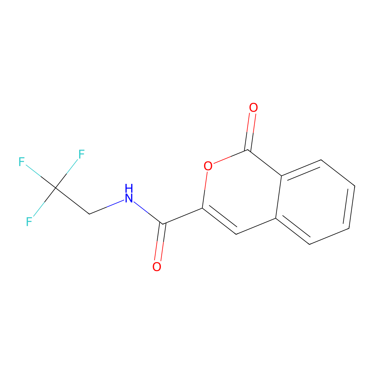1-oxo-N-(2,2,2-trifluoroethyl)-1H-isochromene-3-carboxamide molecular structure, CAS 3054620-79-7