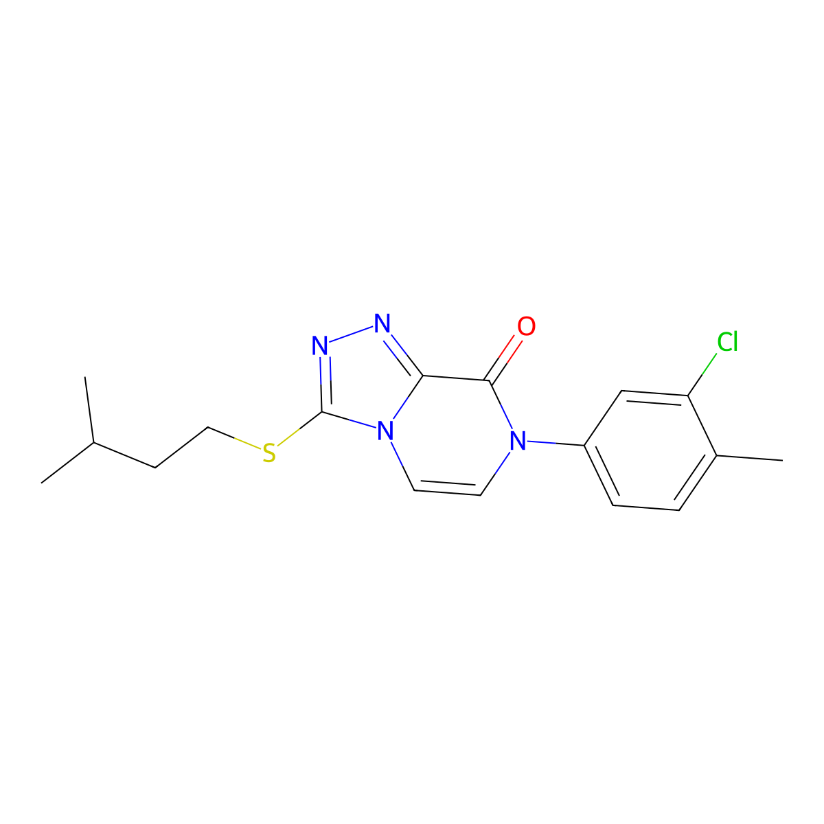 7-(3-chloro-4-methylphenyl)-3-[(3-methylbutyl)sulfanyl]-7H,8H-[1,2,4]triazolo[4,3-a]pyrazin-8-one molecular structure, CAS 3054620-82-2
