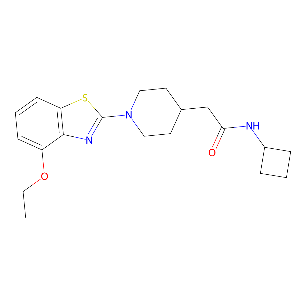 N-cyclobutyl-2-[1-(4-ethoxy-1,3-benzothiazol-2-yl)piperidin-4-yl]acetamide molecular structure, CAS 3054620-84-4