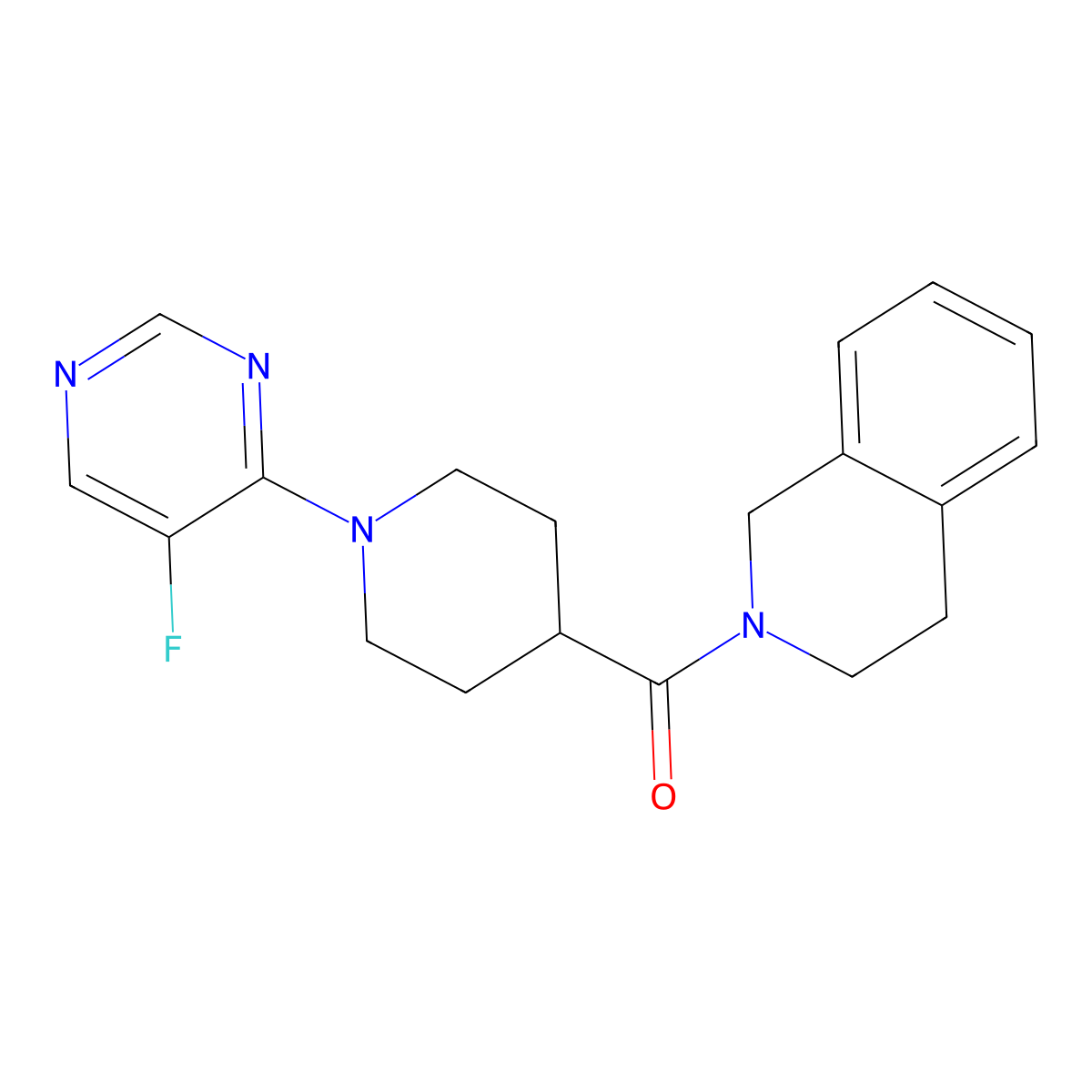 2-[1-(5-Fluoropyrimidin-4-yl)piperidine-4-carbonyl]-1,2,3,4-tetrahydroisoquinoline molecular structure, CAS 3054620-86-6